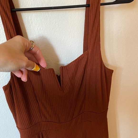 L*Space Women’s Selena Ribbed Jumpsuit Size S Rust Wide Leg Wide Leg One Piece - Picture 5 of 10